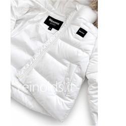 Blauer giubbotto unisex neonato e neonata amory in nylon bianco imbottito con cappuccio e pellicciaBIANCO OTTICO 26WBBXC02302 00