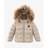 Blauer giubbotto unisex neonato e neonata amory in nylon beige imbottito con cappuccio e pelliccia 26WBBXC02302 005183 g 301 BEI