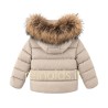 Blauer giubbotto unisex neonato e neonata amory in nylon beige imbottito con cappuccio e pelliccia 26WBBXC02302 005183 g 301 BEI