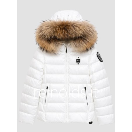 Blauer GIUBBINO CORTO IMBOTTITO OVATTA CON PELLICCIA VERA SUL CAPPUCCIO IVORY JUNIOR BIANCO NEVE int. BIANCO NEVE 26WBLGC02293 0