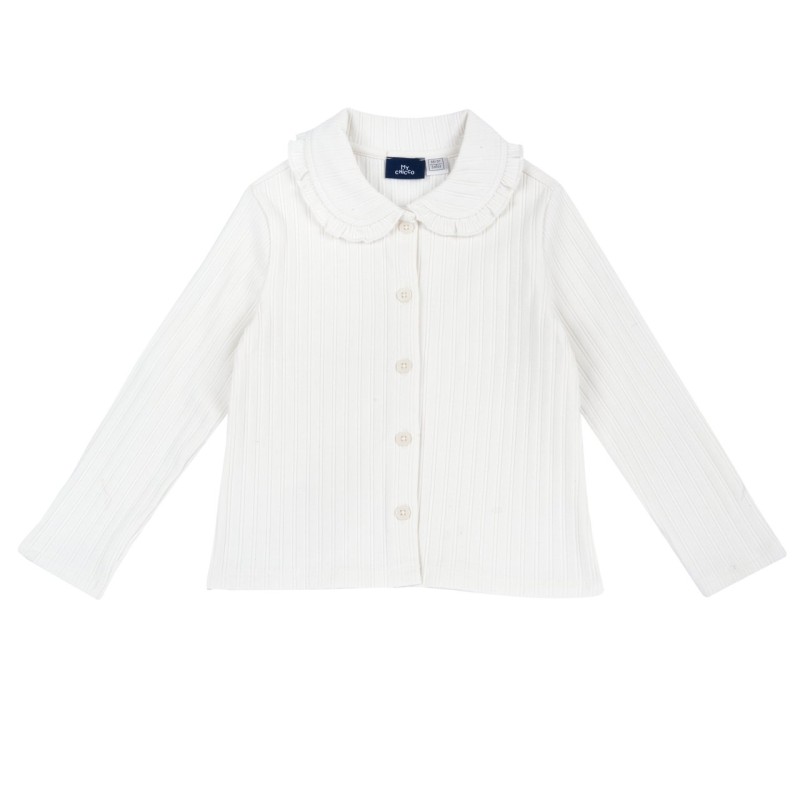 Chicco Camicia bianca manica lunga in costina operata di cotone elasticizzato bambina 09102289000000 030 g