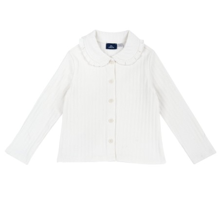 Chicco Camicia bianca manica lunga in costina operata di cotone elasticizzato bambina 09102289000000 030 g