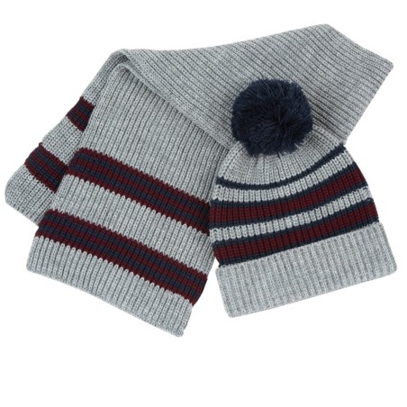 Chicco Set composto da cappello e sciarpa in maglia rasata grigio mélange, bordeaux e blu BACCO bambino 09103278000000 095 g