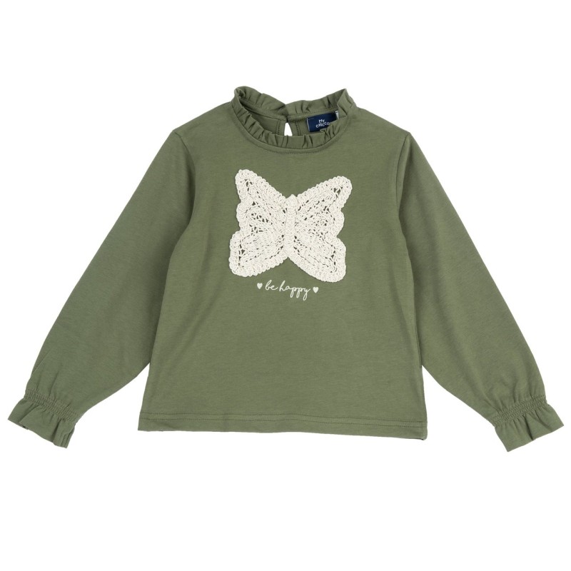 Chicco Maglietta verde manica lunga realizzata in caldo jersey di cotone elasticizzato bambina 09102661000000 055 g