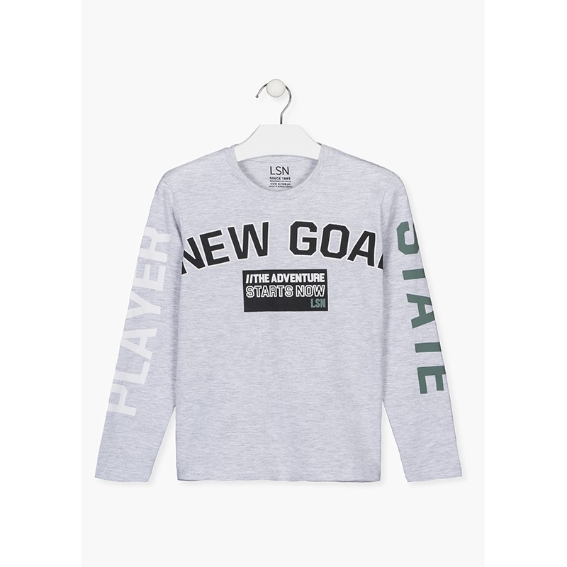 T-SHIRT  CON TESTO SU MANICHE E SUL DAVANT