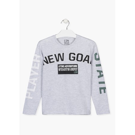 T-SHIRT  CON TESTO SU MANICHE E SUL DAVANT