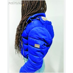 GIUBBINO DONNA CORTO, TRAPUNTATO CON CAPPUCCIO  YES ZEE J054 M800 blu cina 0720