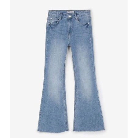 Jeans da bambina con fondo a taglio vivo e modello a zampa di elefante  daRagazza C 10 denim chiaro 10047210 BELLA_1