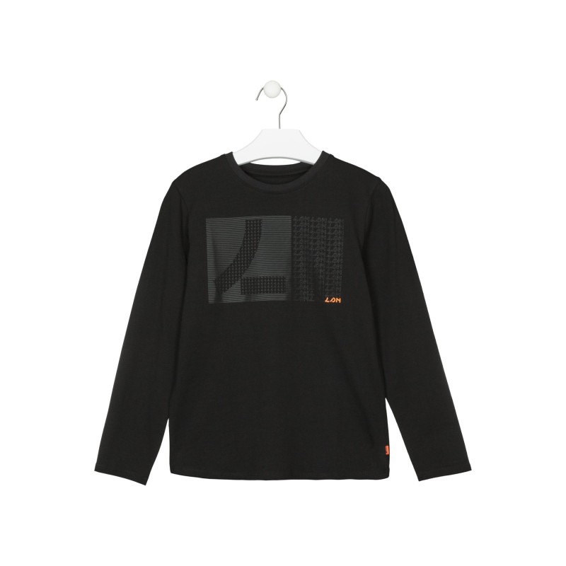 T-shirt a manica lunga con stampa - Ragazzo. - 22F-1006AL - Nero