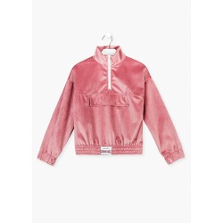 Felpa con mezza zip -...
