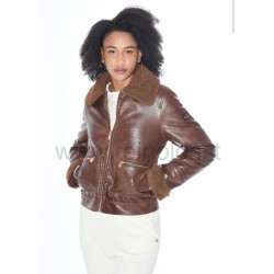 YES ZEE GIUBBINO DA DONNA IN ECOPELLE CON EFFETTO USED  J029  G400   c MARRONE Yes Zee