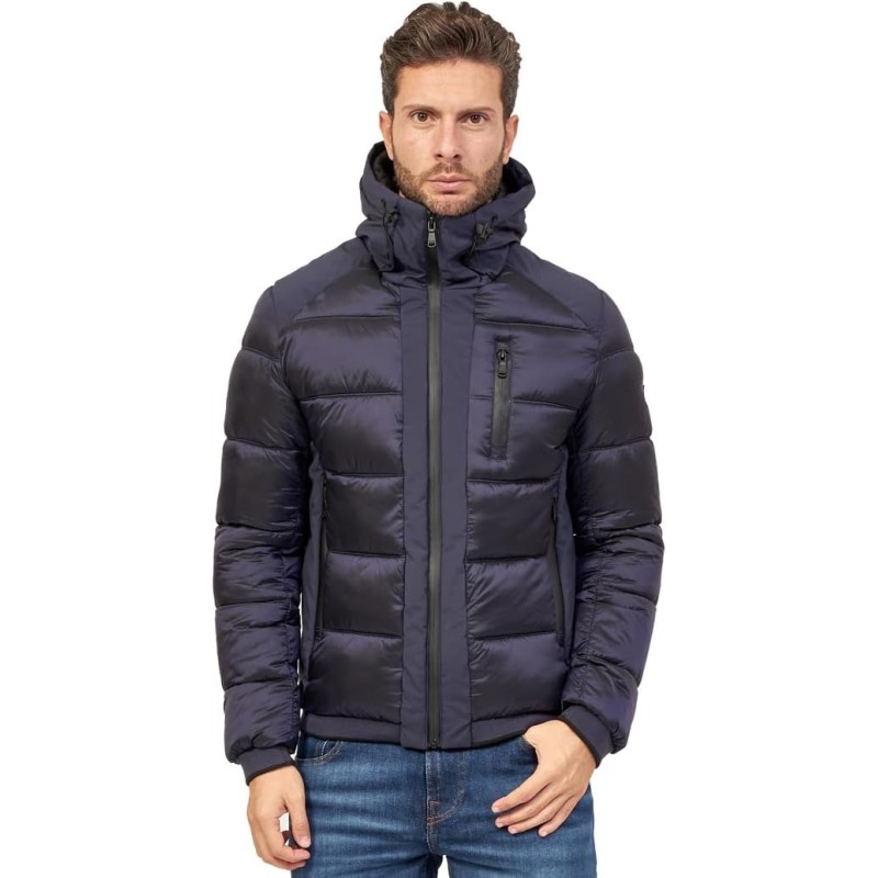 Yes Zee giubbino da uomo full zip trapuntato con cappuccio e inserti in soft shell J870 O100