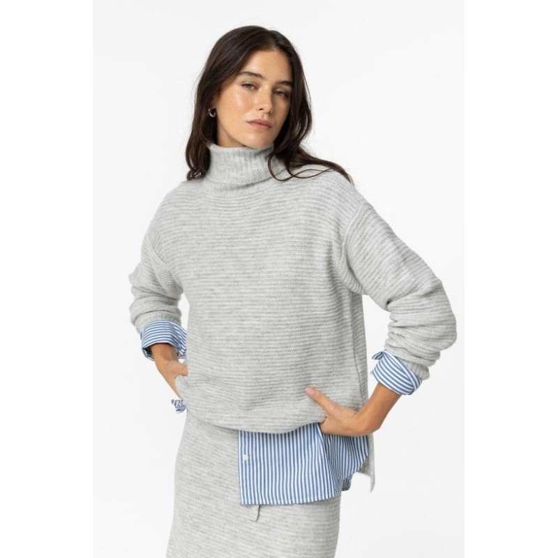 Maglione morbido con collo dolcevita da donna e ragazza Muffin_3C 060 Steel Gray