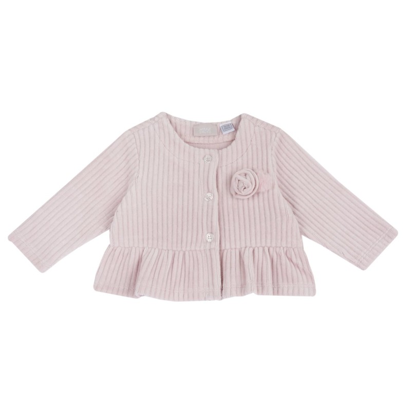 Cardigan da neonata girocollo in ciniglia rigata Chicco 09007771000000 c 011 ROSA