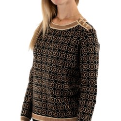 YES ZEE MAGLIA DA DONNA JACQUARD CON BOTTONI SULLA SPALLA M078  BJ00 c VARIANTE NERA