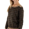 YES ZEE MAGLIA DA DONNA JACQUARD CON BOTTONI SULLA SPALLA M078  BJ00 c VARIANTE NERA