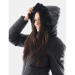 CAPPOTTO DA DONNA IN SOFTSHELL CON CAPPUCCIO E PELLICCIA O051 Q200   c NERO Yes Zee