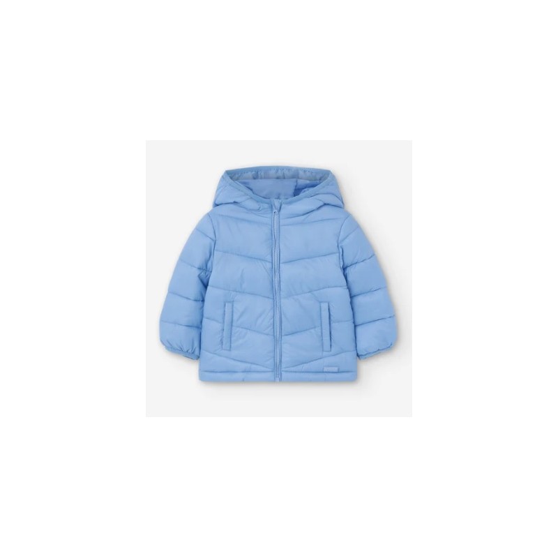 Piumino con cappuccio in nylon da neonato LBGAP0103_24001 c BLU