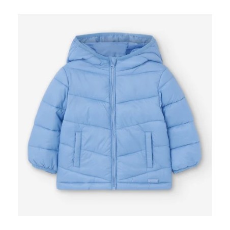 Piumino con cappuccio in nylon da neonato LBGAP0103_24001 c BLU