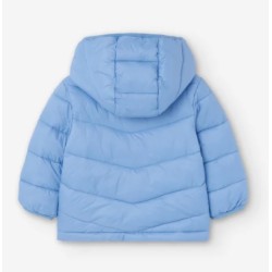Piumino con cappuccio in nylon da neonato LBGAP0103_24001 c BLU