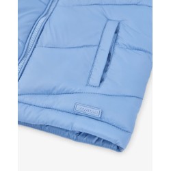 Piumino con cappuccio in nylon da neonato LBGAP0103_24001 c BLU