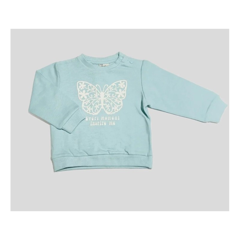 FELPA GIROCOLLO CON STAMPA FARFALLA DA NEONATA LBGAP0202_24017 c AZZURRO