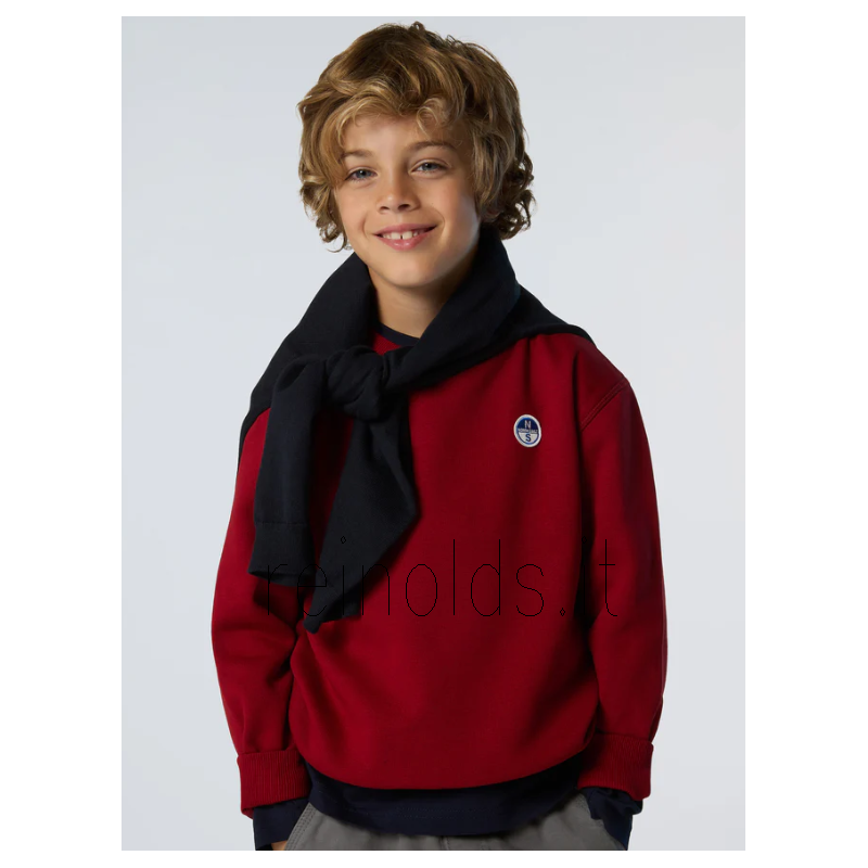 North Sails felpa girocollo con patch sul davanti da Ragazzo. CREWNECK  SWEATSHIRT W/LOGO 794477 0278 RED DAHLIA e
