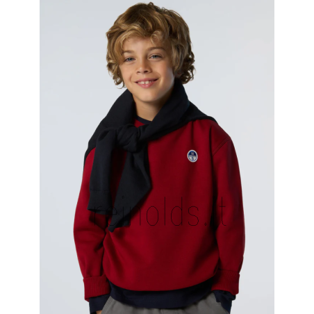 North Sails felpa girocollo con patch sul davanti da Ragazzo. CREWNECK  SWEATSHIRT W/LOGO 794477 0278 RED DAHLIA e