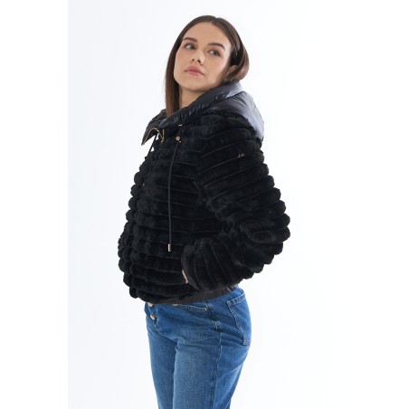 YES ZEE  GIUBBINO DONNA IN ECOPELLICCIA TIPO BOMBER REVERSIBILE Composizione: 100%PL J012 K200   0801 e NERO