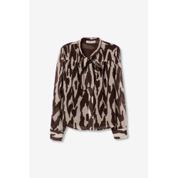 Camicia a fantasia e maniche lunghe da Donna. 10067284 Jordania g 290 Chocolate Brown
