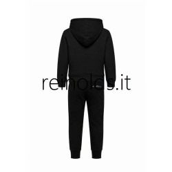 John Richmond SET FELPA CON CAPPUCCIO CON LOGO LITTERING DAVANTI + PANTALONI CON LACCI NERA ETAH Ragazzo. RBA26007CF g BLACK