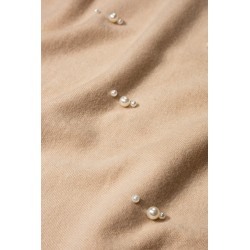 Tiffosi sciarpa beige con applicazioni perle da ragazza e donna. 10068463 CARMINHO g 230